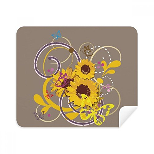 DIYthinker Pflanze, Blume, Sonnenblume Illustration Telefon Bildschirmreiniger Gläser Reinigungstuch 2Pcs Suede Fabric