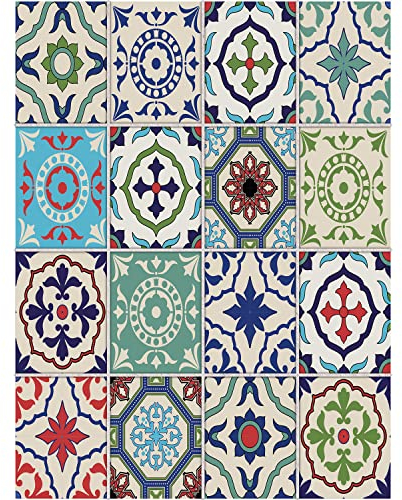 FoLIESEN - Fliesenaufkleber | selbstklebende Fliesen-Folie für Bad & Küche | Deko Klebe-Folie für Wandfliesen Küchenrückwand & Bordüren | Patchwork No.3, .:15x20 cm / 16-tlg. Set