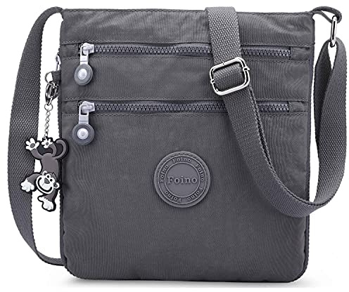 Foino Umhängetasche Damen Schultertasche Mode Kuriertasche Vintage Handtasche Lässige Taschen Reisetasche Leicht Strandtasche Sporttasche für Mädchen Büchertasche Design Messenger Bag (Grau One)