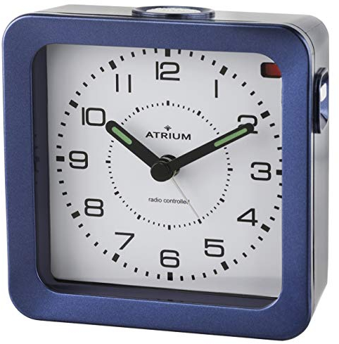 Atrium Funkwecker Analog Quarz ohne Ticken mit Licht und Snooze Leuchtzeiger blau A660-5