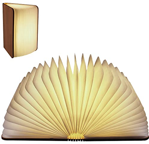 Gadgy ® Buchlampe (Groß) mit Magnetverschluss l Hohe Qualität Tyvek Papier l Leuchtet in 3 Farben l Unbegrenzte Darstellungsmöglichkeiten bis zu 360 Grad.