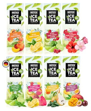INSTICK Ice Tea Zuckerfreies Instant-Getränk (Eistee Bundle L) - 96 Sticks - 1 Stick für 1,5-2,5 L - Veganes Getränkepulver Kalorienarm & Vitamin C - Instant-Pulver