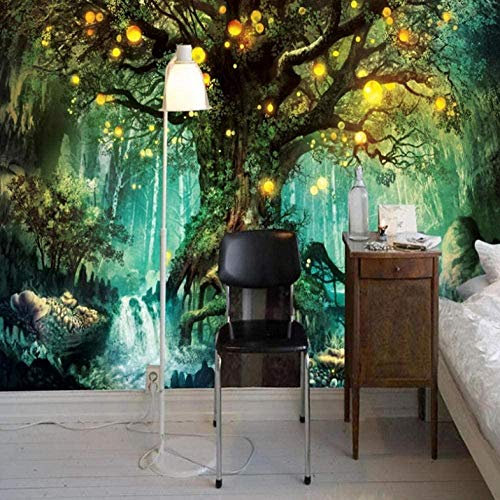 Papier peint photo 3D forêt enchantée pour salon, chambre à coucher, fond TV, décoration murale, design moderne, 250 x 175 cm.