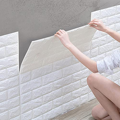 WMLBK 10 Stück 3D Selbstklebend Tapete,77x70cm Wasserdicht Wandaufkleber Ziegel Tapete Wandtapete Schaumstoff für Schlafzimmer,Wohnzimmer,TV-Wand,Haus Dekoration