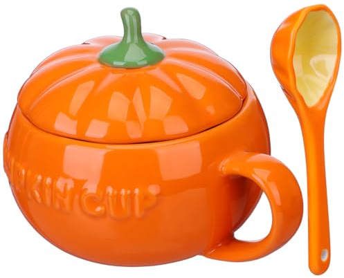 Angoily Taza de Calabaza de Halloween CeráMica de Calabaza Divertida y Linda para Cereal Taza de Café de Halloween Para Mujeres y