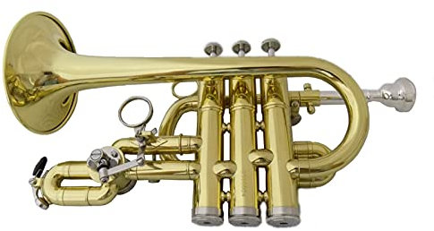Bb/A Piccolo Trompete versilberte Messingtrompeten mit Mundstücketui Musikinstrumente Trompete Edelstahlkolben Trompeten Anfänger (Color : Lacquer)
