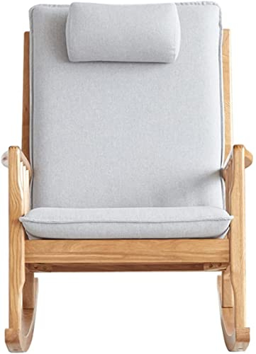 dtkmkj Massivholz Schaukelstuhl, Großer Winkel Sichere Schaukel, Lazy Sofa Chair Balkon Wohnzimmer Garten Hof Freizeitstuhl 105X69x94cm(Color:Grey)