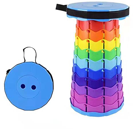 Flyself Tragbarer Klapphocker Faltbar Mini Teleskophocker Leichte Campinghocker Tragfähigkeit 200kg für Outdoor Camping Angeln BBQ Drinnen Küche (Blue)