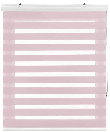 Estoralis | Sansa | Doppelrollo mit Weiss Kassette | Doppelter Stoff, Tag und Nacht | Farbe - Hell-Pink | 125 x 180 cm. (Breite/Höhe) Stoffgröße 122 x 175 cm. | Rollos für Fenster und Türen