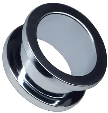 PIERCINGO® Flesh TUNNEL 4-25mm CHIRURGENSTAHL 316L EDELSTAHL Piercing Schmuck Ohr Plug Tube Stecker Schraub Gewinde Stahl Earplug (4mm, Silber Chrom)