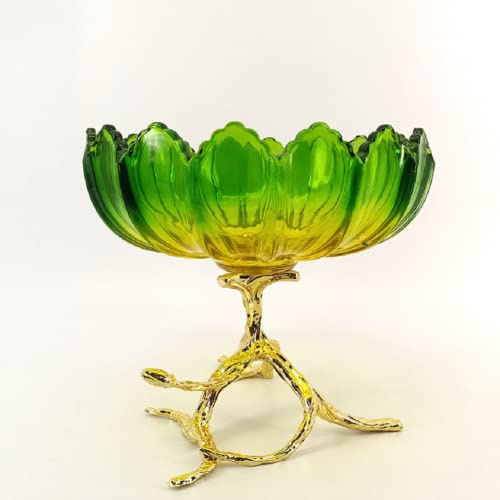 JUNYFFF Large Glass Fruit Plate Dinner Fruit Bowl Kristallglas Obstschale, Multifunktions Snack-/Dessertplatte, Hochzeitsbonbon, Klare Dekorative Schüssel, Glas, Dekoschale, 26Cm