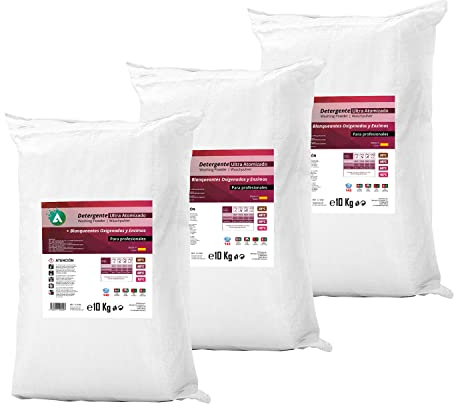 Detergente en polvo para lavadora 30 kg - Atomizado con blanqueantes oxigenados y enzimas - limpieza profunda para ropa blanca y de color - detergente técnico para uso profesional - ULTRA VITACAB