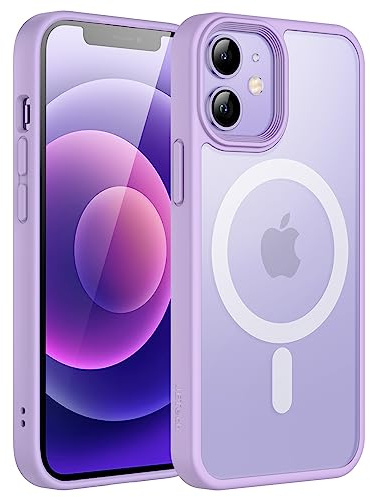JETech Matte Magnetische Hülle für iPhone 12 mini, Helles Lila | Kompatibel mit MagSafe, Matte Transluzent Rückseite, Dünn Stoßschutz