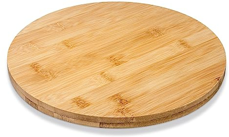 WILMAX - Plateau TOURNANT 35,5 X 4 CM - Plateau en Bois, de Service en Bambou - Planche à découper - Cloche à Fromage - Planchette à Petit-déjeuner - Planche de Cuisine, à découper