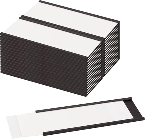 LLPT Magnetische Etikettenhalter 26 Stück 40MM x 100MM | Beschreibbare Magnet-Etiketten für Schule Büro Whiteboards Kühlschränke Magnettafeln