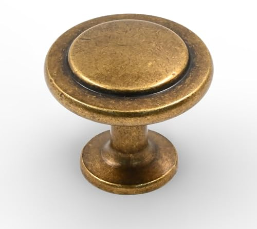 9BUILD 10 Pack Antique Brass Cabinet Knobs and Pulls - Single Hole T Bar Drawer Pulls for Bathroom Cabinets Dresser UK0052