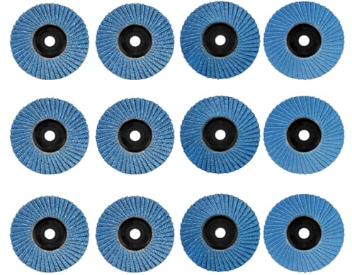 HAPPOW 12 discos de láminas de 76 mm, discos abrasivos para amoladora angular, disco de láminas de 3 pulgadas, grano 40/60/80/120, juego de amoladora angular de 10,8 – 12 V (azul)