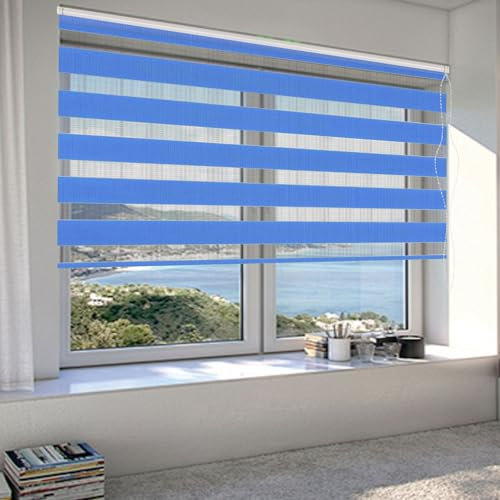 Verdunklungsrollo Klemmfix 30 x 240 cm Hitzeschutz Energiesparend Verdunkelungs Rollo Klemmrollo Inkl. Zubehör für Fenster Und Tür, Blau