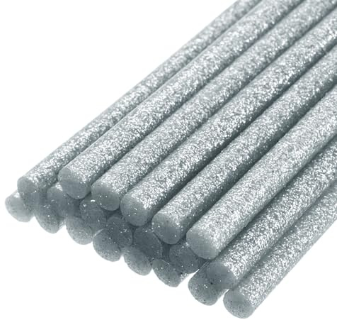 QUARKZMAN 20 Stück Heißklebestifte 11mm x 100mm Heißklebesticks Bunt Heißklebepistole Sticks Heißkleber Klebestifte Klebstoff für DIY Kunsthandwerk AbdichtungGlitzer Silber