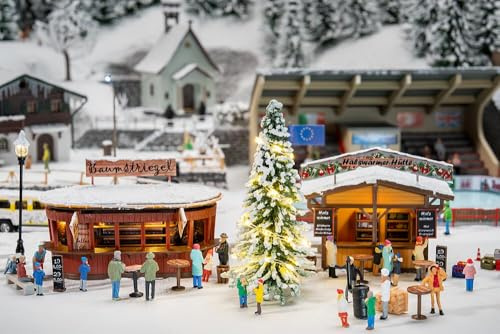 FALLER 134006 H0 2 julmarknadsbutiker med upplyst julgran spårvidd H0