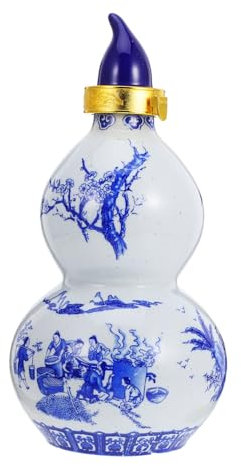 ABOOFAN Blue and White Porcelain Wine Bottle Gourd Shape Portable Ceramic Serving Pot Traditional Chinese Design Porcelain Tokkuri Ceramic Wine Gourd