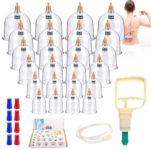 Schröpfgläser Mit Vakuumpumpe,24 Stück Schröpfen Set,Schröpfgläser Aus Kunststoff,Schröpfmassage Vakuum Schröpfen Kit,Effektive Schröpfgläser Für Körper,Cupping An Rücken