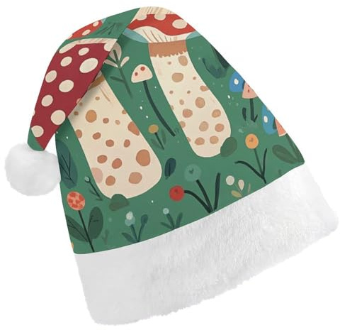 JKLQWH Weihnachtsmütze, Weihnachtsmütze, Partyhut mit Hippie-Pilz, Nikolausmütze für Erwachsene, Uni, klassische Weihnachtsmannmütze, extra dick, Wintermütze, Neujahr, festliche Party,