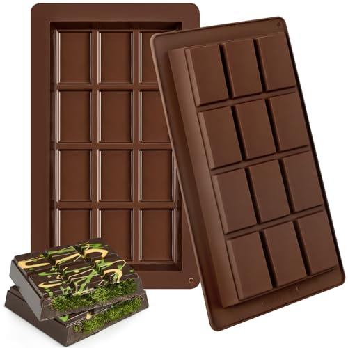 2 Stück Silikon Schokoladenformen, Tiefe Schokoladentafel Form BPA-Frei Lebensmittelqualität Silikonform für Schokolade Pralinen Süßigkeiten