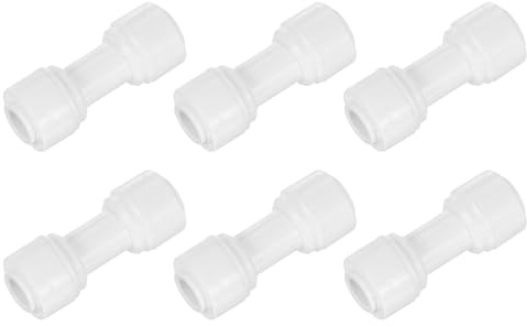 QUARKZMAN 6pz Raccordi a Pressione 1/4 OD x 1/4 OD Bianco 6-6mm | Raccordi Tubi e Tubi d'Aria Connessione Rapida Plastica Unione Dritta Accoppiamento, per Sistema Acqua RO