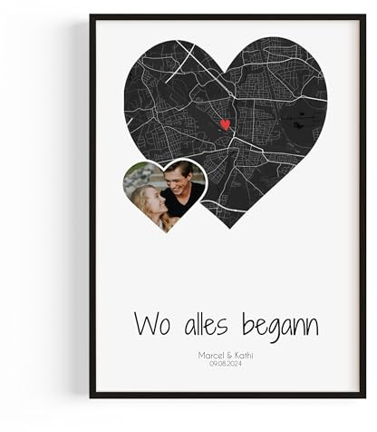 Wo alles begann Geschenk mit Foto Koordinaten – Geschenke für Frauen Bild | Personalisierte Geschenke für Frauen – Ideal als Jahrestag Geschenk für Ihn & Einzugsgeschenke für Sie – Partner & Couple