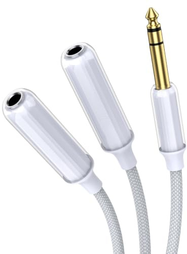 MOSWAG Klinke 6,3 mm TRS Stereo Stecker Y Splitter Verstärker Kabel Adapter | TRS 6.35mm Splitter Kabel für Gitarre,Kopfhörer,Verstärker,Aufnahmegeräte,Lautsprecher,Mischpulte,Live Sound Systeme und Mehr