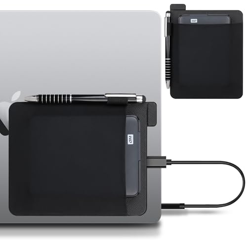 Lacdo Bärbar Extern Hårddiskficka för Laptop, Fäst på Påshållare med återanvändbart lim, Passar 2.5 Seagate, WD, Toshiba, LaCie External HDD, SSD, Trådlös Mus, Kablar, med Pennslinga, Svart