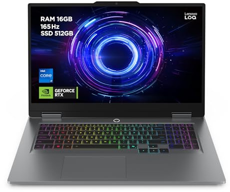 Lenovo LOQ Gaming AI Laptop | 17.3 Full HD 165Hz Display | NVIDIA GeForce RTX 5070 | Intel Core i7-14700HX | 16GB RAM | 512GB SSD | Win11 | QWERTZ | 24-Zonen-RGB-Tastatur | Grau | 3 Monate GamePass