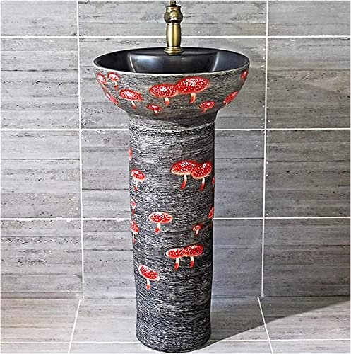 CAFIEDR Lavabo sur Pied de Salle de Bain autoportant Art Hotel Home Lavabo de Salle de Bain Lavabo sur Pied sur Pied - Lavabo sur Pied de Salle de Bain en céramique de (Taille D)