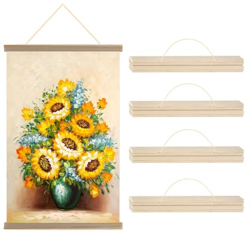 LEKEFETO 4 stycken A3-affischlist trä, 31 cm magnetisk affischskena, träaffisch, hängare, tavellist, affischhängare för fotoramar, affischer, foton, väggbilder