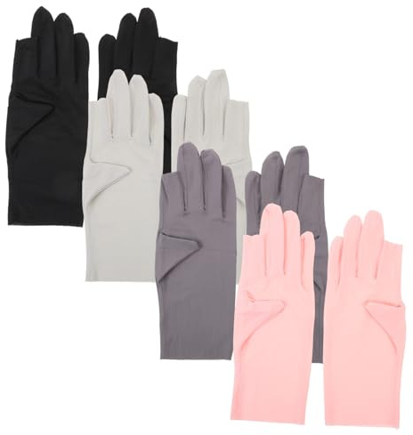 OATIPHO Guantes para Manicura UV de Chinlon Protección Solar y Prevención de Callos, 4 Pares de Guantes Semidetalle para Cuidado de Uñas y Piel Delicada