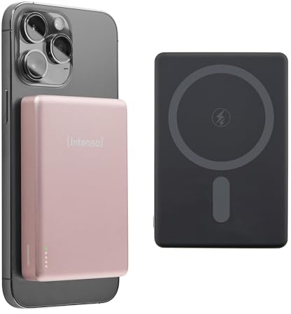 Intenso MW10000 Magnetische Powerbank 10000 mAh - MagSafe Kompatibel | Wireless Charging 15W, USB-C Power Delivery 20W, Externer Akku für iPhone & Android, Kompaktes Design, Rosé