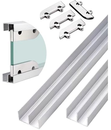 Kit de riel para puerta corredera, sistema de guía de polea deslizante doble suave, para vitrina y muebles