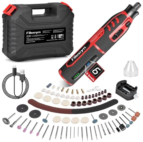 Fileeyn Outils Rotatifs Multifonction, Vitesse Variable 6 Vitesses 5000-30000 tr/min, Kit Outil Rotatif électriques Avec 257 Accessoires pour Découper, Poncer, Percer, Sculpter, Polir, Graver, Meuler