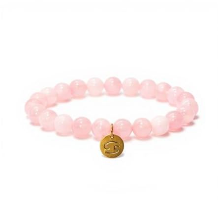 Luna Roy Armband aus Rosenquarz mit Sternzeichen Anhänger, vergoldet mit 18 Karat Gold