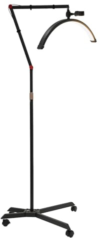 DOPBENT Lampada a stelo a mezzaluna, 36 W, regolabile in altezza, luce palpebra girevole con supporto per cellulare, luce ad anello di bellezza allungabile, doppio controllo, nero