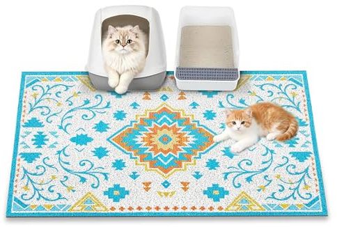 YOSEPATI Tapis Litière Chat, 89 x 58 cm, Retient 100% de la Litière Tapis de Capture antidérapant pour litière de Chat, Grand et Mignon, Facile à Nettoyer pour contrôler Les éclaboussures