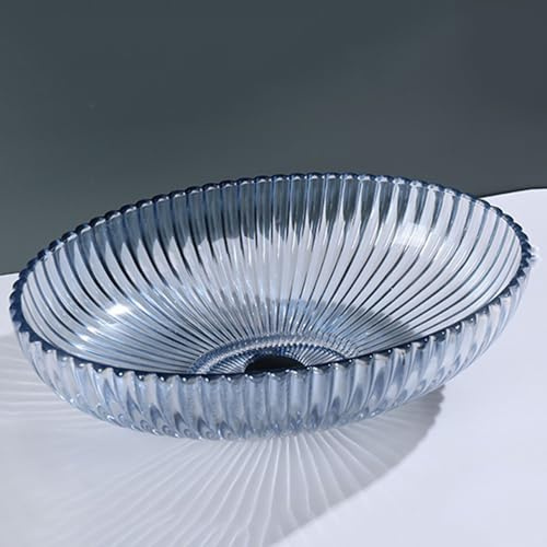 ZYCDP Vasque Ovale À Poser Salle De Bain en Cristal 510 X 350 X 150 mm Sans Trou Pour Robinet Bleu Cristal