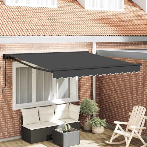 Gelenkarmmarkise Einziehbare Markise Klemmmarkise,Einziehbare Markise Anthrazit 350x250 cm Stoff,Für Balkon Terrasse Und Garten,Terrassenüberdachung,Schnell Zu Installieren
