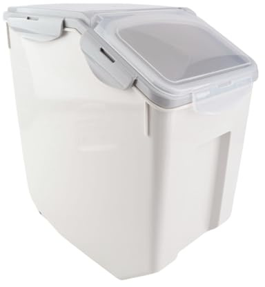 Fafeims Dog Food Storage Container, 15kg ABS Airtight Cat Dog Food Storage Container with Measuring Cup 14.3 Inch Large Damp Proof Grain Feeder for Multi Pet Households (L)