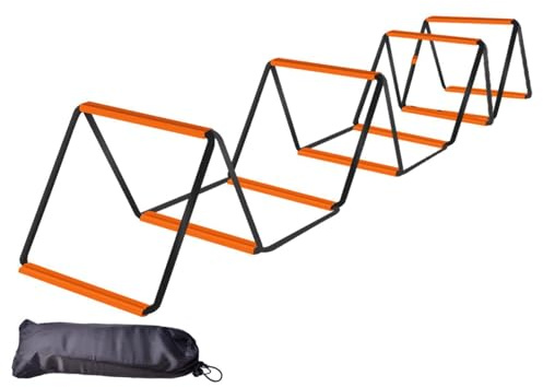 rongweiwang Entrenamiento de Agilidad en el fútbol: un Nuevo Nivel de Entrenamiento con Escalera Velocidad para Mejorar la coordinación y el Equilibrio. Equipo , Negro Naranja , 10 Rejillas con Bolsa