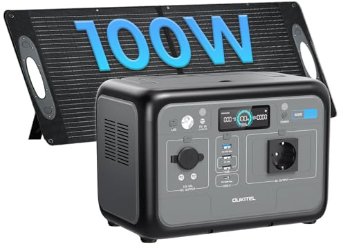OUKITEL P800 Estación de Energía Portátil 800W con Panel 100W, Generador Solar con Batería Lifepo4 de 512 Wh, Generador con Salidas USB A Y C, Potencia Máxima de 1600 W, Carga Rápida, Portátil 6 Kg