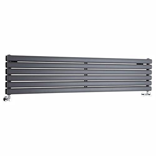 Milano Anthracite Horizontal Double Oval Panel Radiator 354 x 1600mm