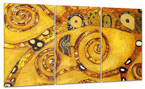 ConKrea QUADRO SU TELA CANVAS - INTELAIATO - PRONTO DA APPENDERE - Klimt Particolare - Albero della Vita - 100x50cm (cod.1384)