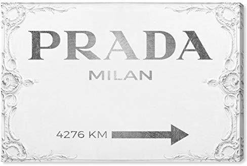 The Oliver Gal Artist Co. Milan Sign | Modern Premium Canvas Art Prints, 36 x 24, Silver